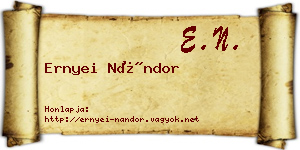 Ernyei Nándor névjegykártya